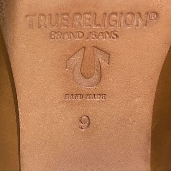 True Religion Dark Academia Brown Leather Suede Heeled Ankle Mary Jane Boots - Picture 12 of 12